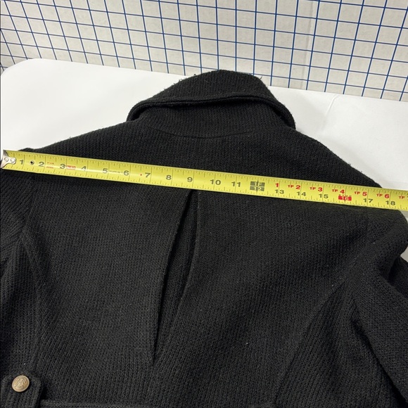 Black Military-Style Button Front Knitted Blazer - Picture 14 of 14